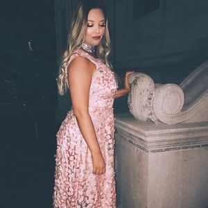 Tahari ASL pink floral gown size 10